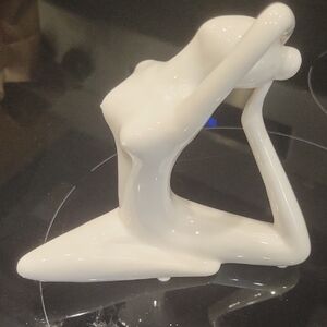 While Ceramic Yoga Sculpture Figurine